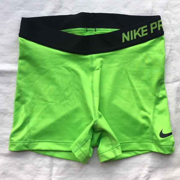 neon green nike pro shorts